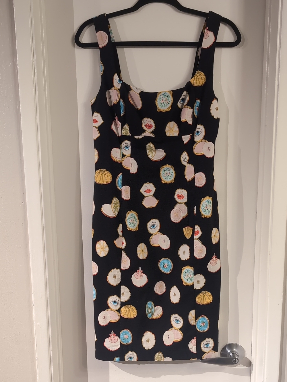 Maeve Artwork by Danielle Kroll Lips Eyes Patterned Sleeveless  Dress - sz M